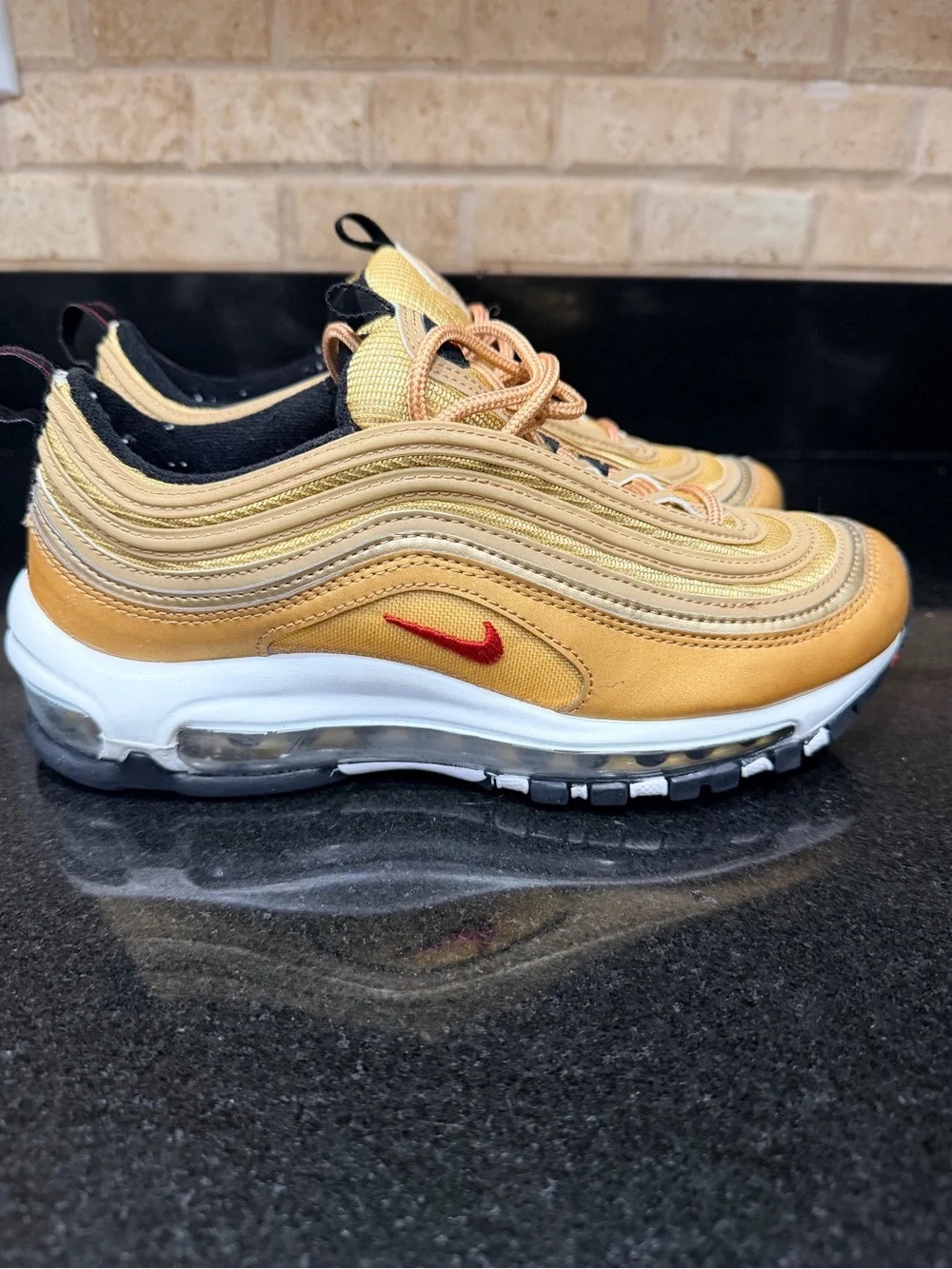 Nike Metallic Gold and Red Air Max 97 Kids Sneakers